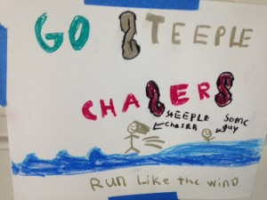 A sign my daughter made for last year's Ragnar Relay team.